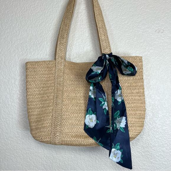 Draper James Handbags - From Draper James •Straw Bag with Floral Scarf